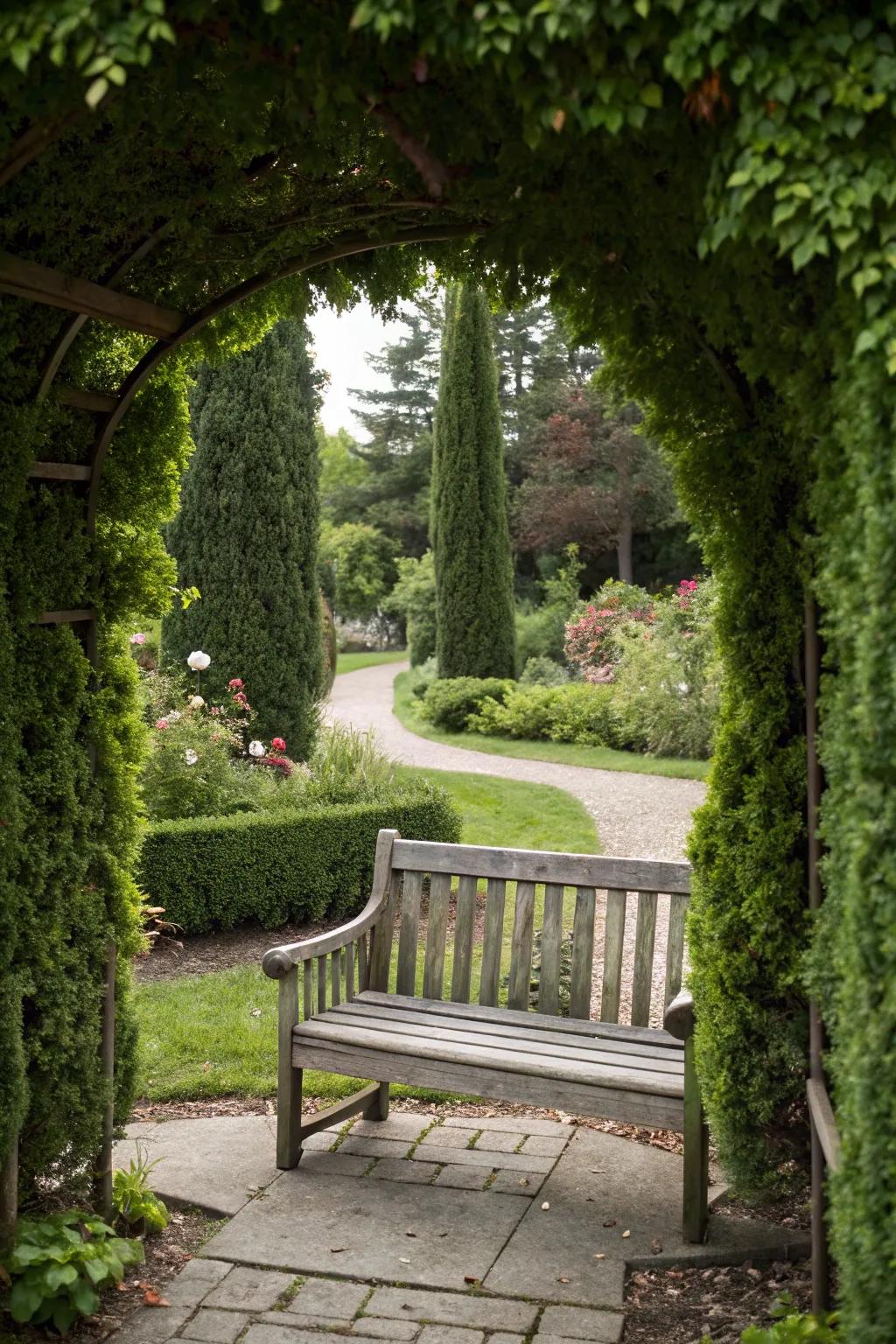 Emeralds frame your garden features with natural elegance.