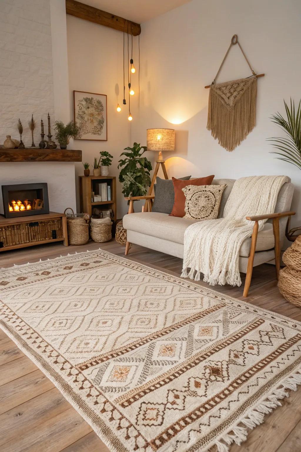 Hand-woven rugs offer unique texture and artisanal craftsmanship.