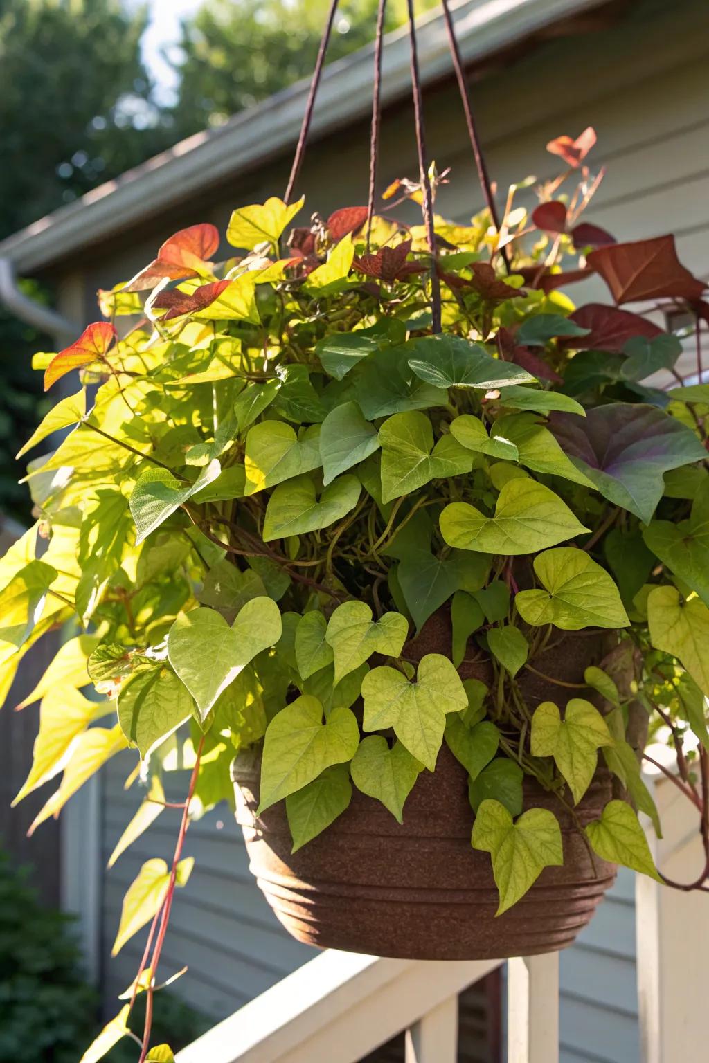 Sweet Creeper adding drama with its foliage in full sunlight. <strong><em>The plant’s foliage is simply stunning.</em></strong>” loading=”lazy” class=”pimg”>
	</picture><figcaption>Sweet Creeper adding drama with its foliage in full sunlight. <strong><em>The plant’s foliage is simply stunning.</em></strong></figcaption></figure>
<p>Sweet Creeper adds a dramatic touch with its vibrant foliage, thriving in the sun. Its cascading habit makes it perfect for adding depth to any container arrangement, enhancing the visual appeal of my outdoor spaces. <strong><em>Its dramatic presence is truly captivating.</em></strong></p>
<h3>Some handy options:</h3>
<ul class=