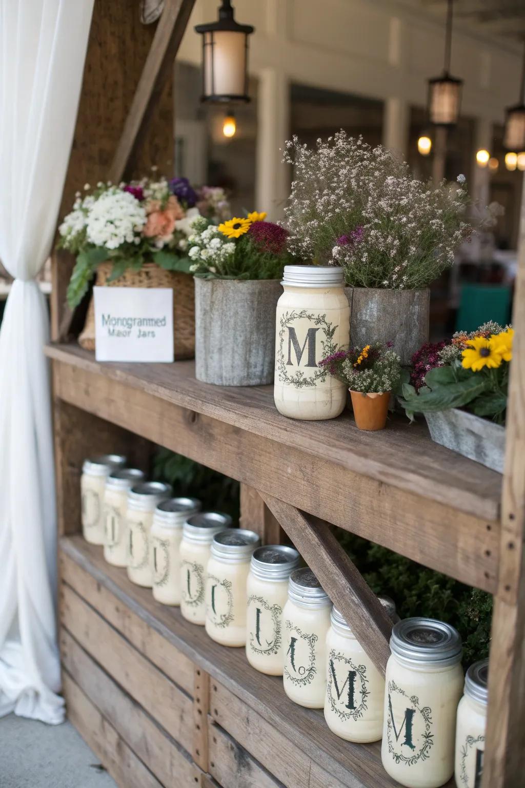 Personalize your dÃ©cor with vintage initialed antique containers.