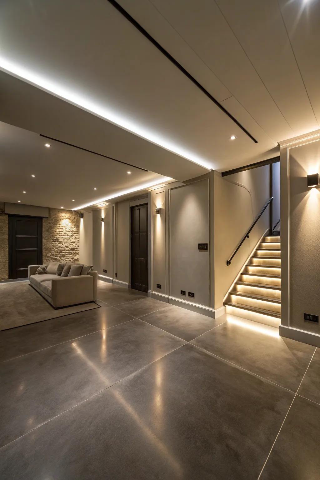 Surface uplighting contributes depth and allure with dramatic lighting outcomes.