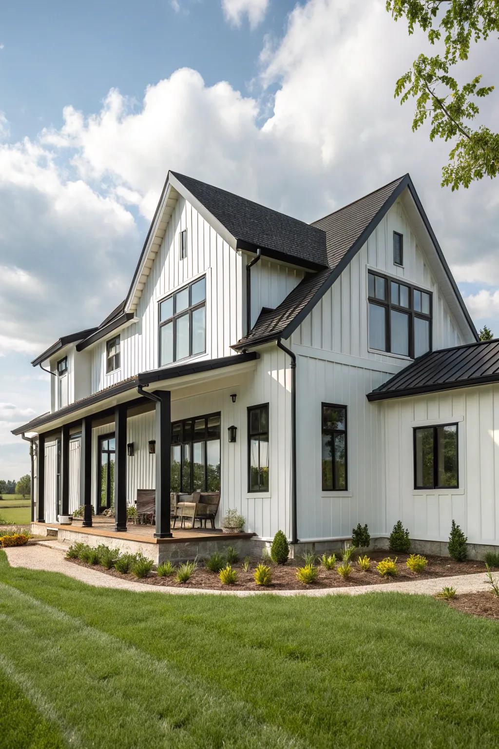 Dynamic layout: Trim colors that bring out the home's architectural beauty.