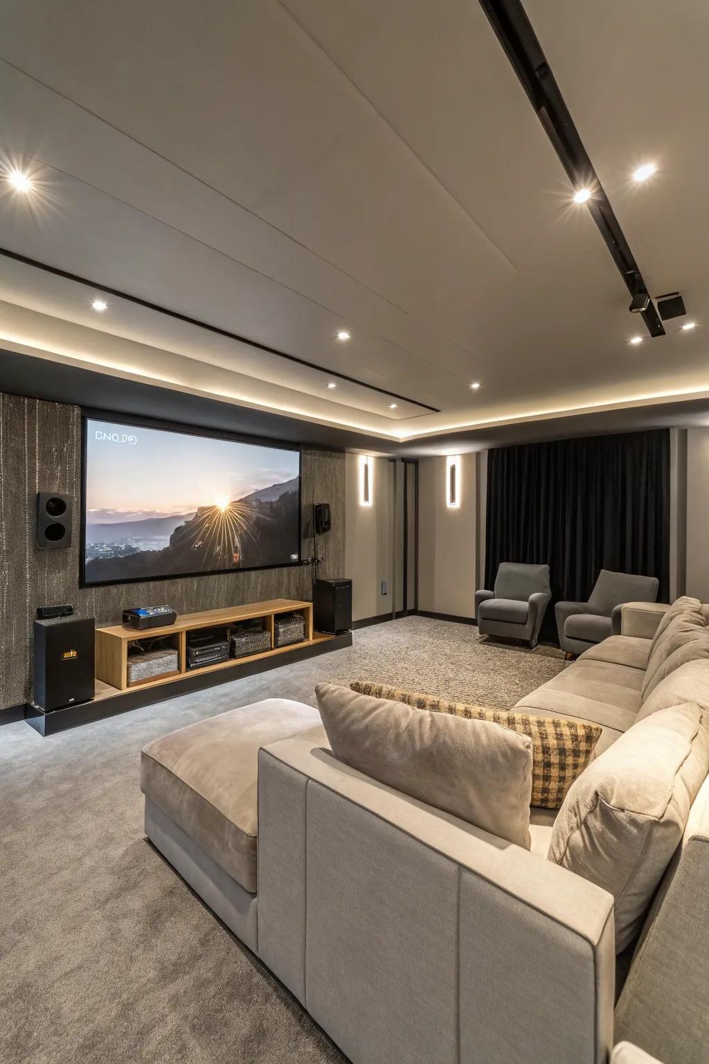 A home theater experience right in your flex room.