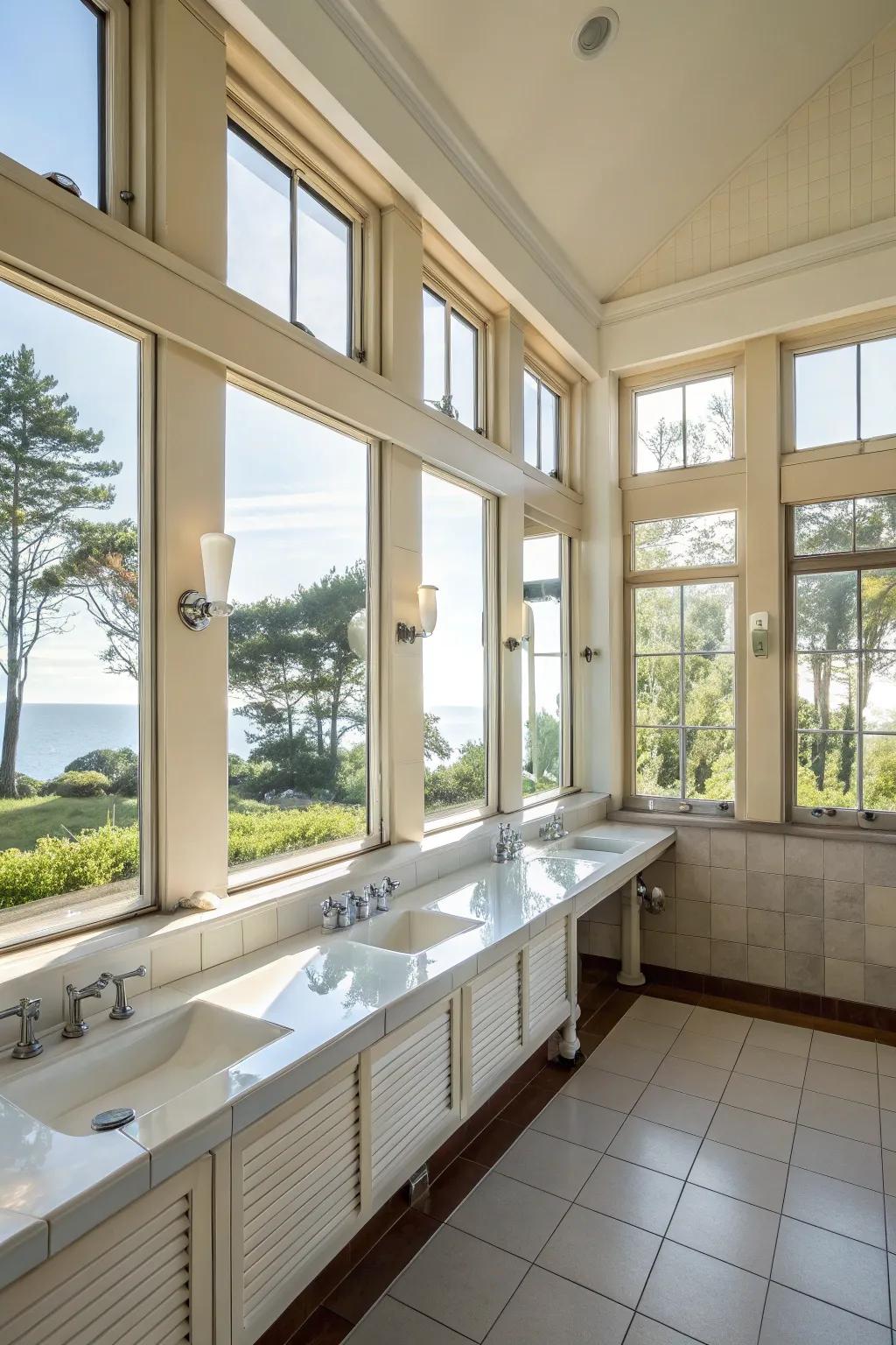 Organic radiance enhances the airy sensation of the farmhouse design.