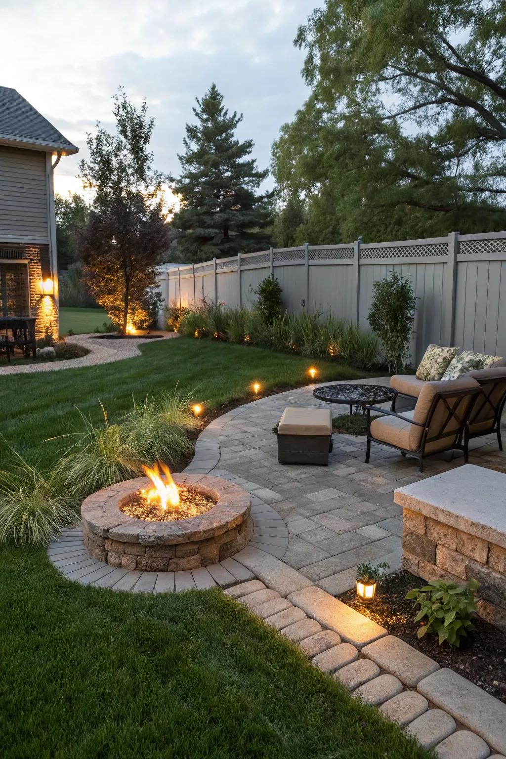 A fire element crafts a cozy, inviting ambiance.