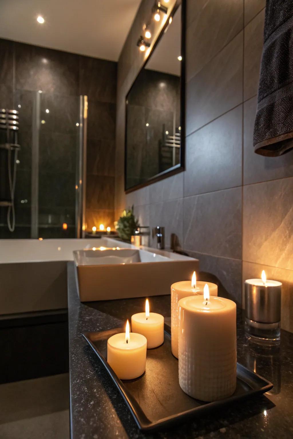 Subtle fragrance completes the subdued bathroom indulgence.