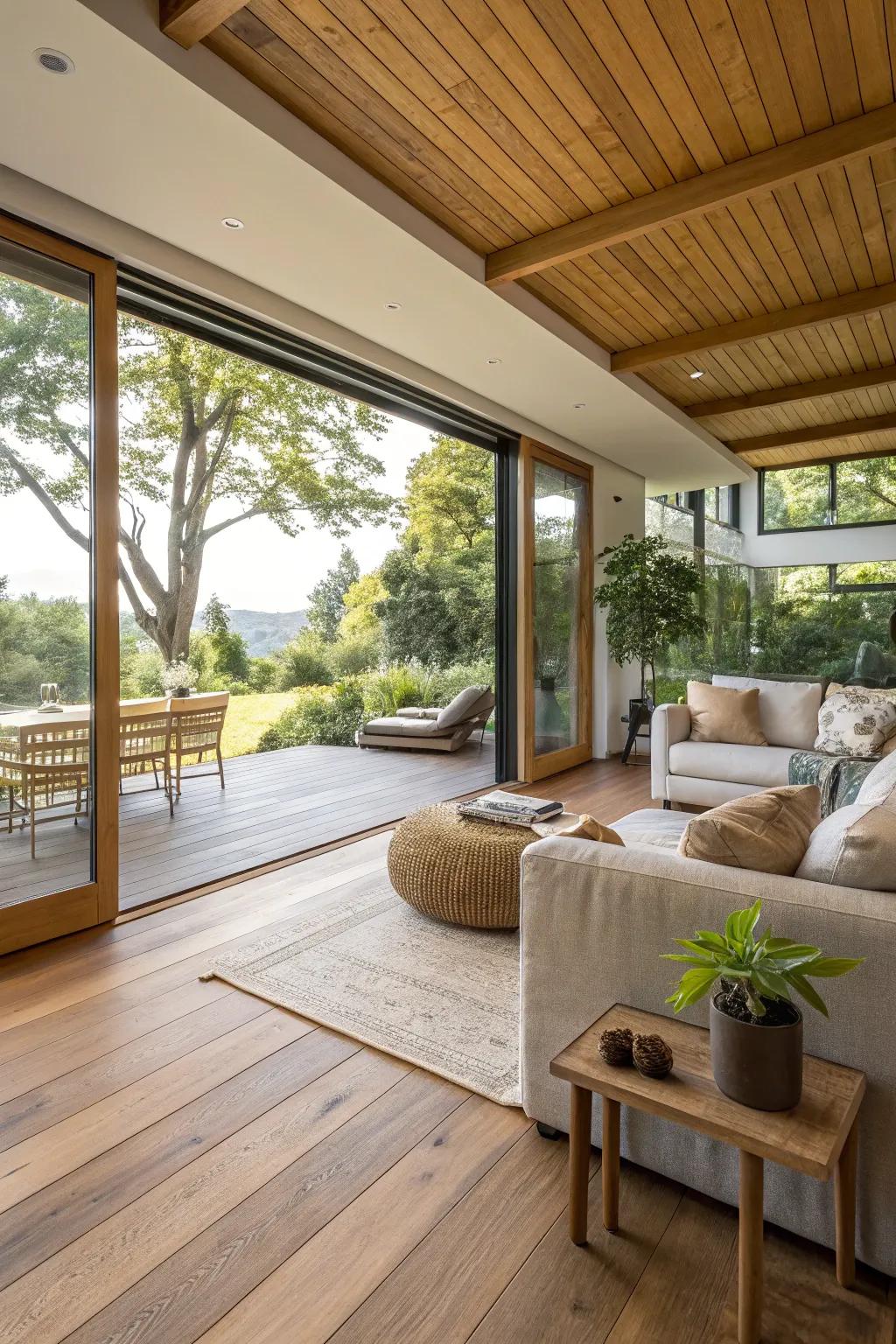 Smooth transitions create a unified indoor-outdoor experience.