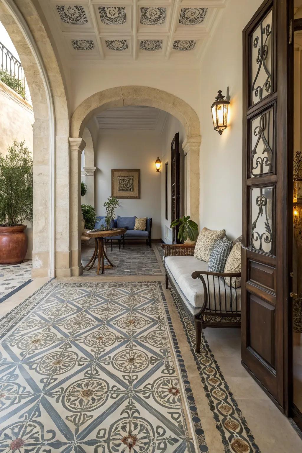 Visual pathways in an entryway enhance flow and movement.