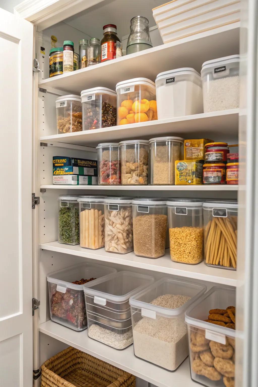 See-through storing solutions offer simple oversight and organization.