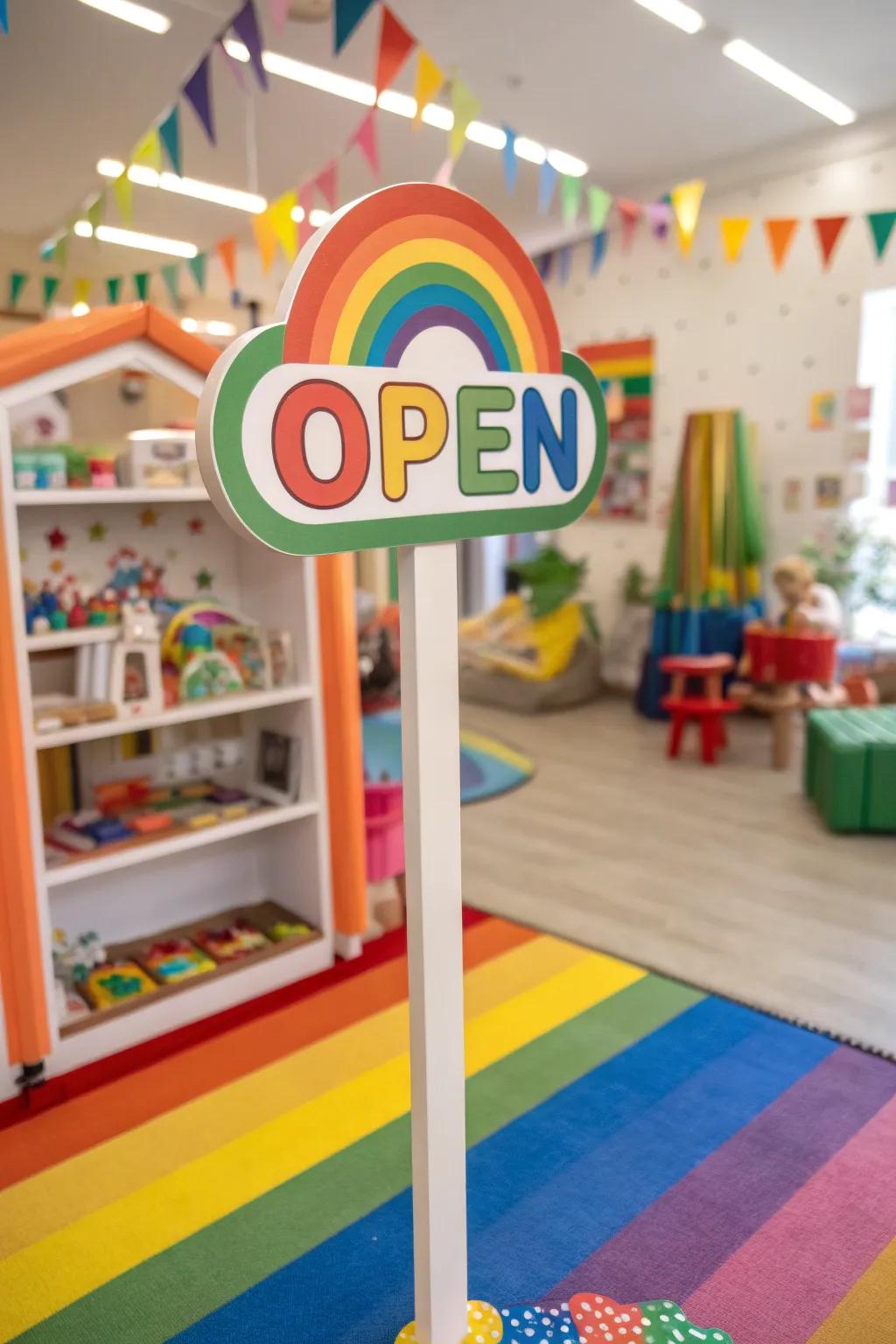 Light up your space with a colorful welcome display.