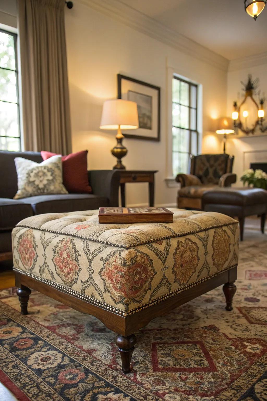 Retro ottoman bringing nostalgia into the room