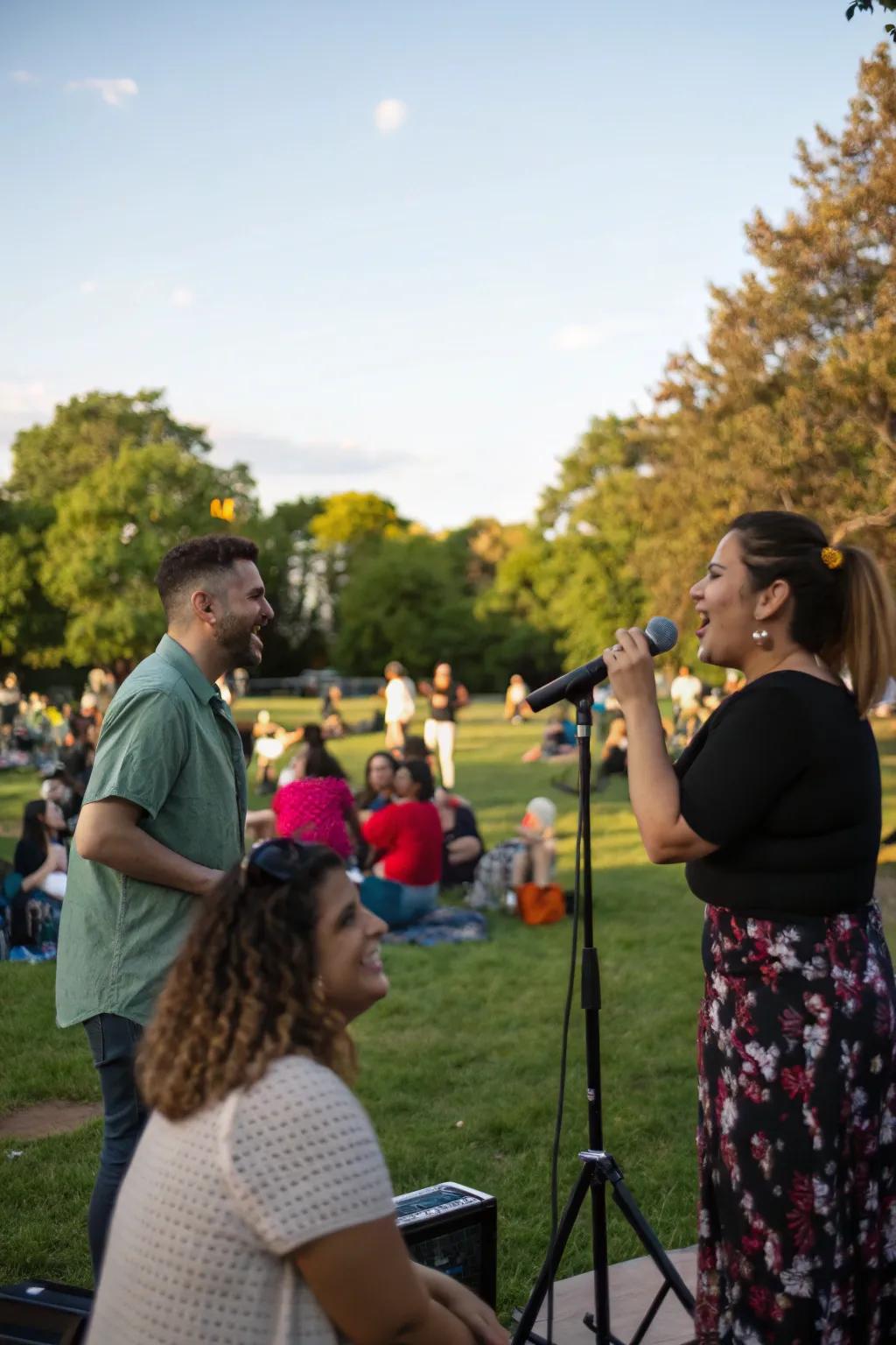 Sing your heart out under the stars with exterior song.