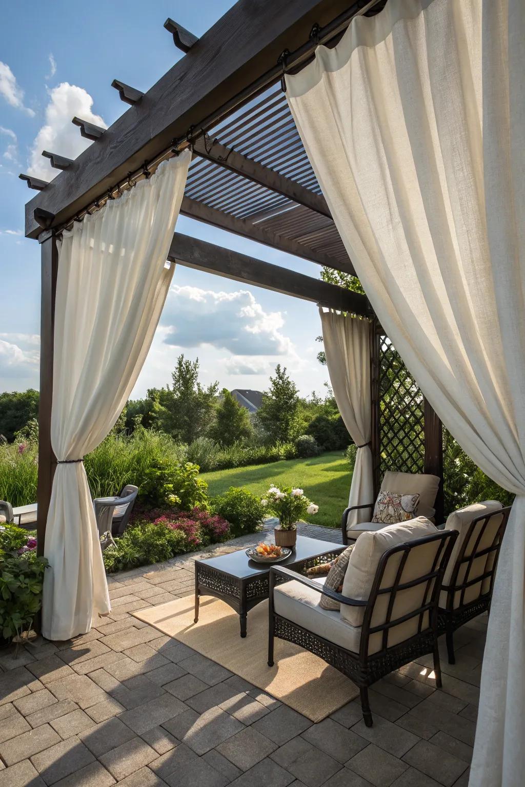 Outdoor dividers craft a private, comfortable space.