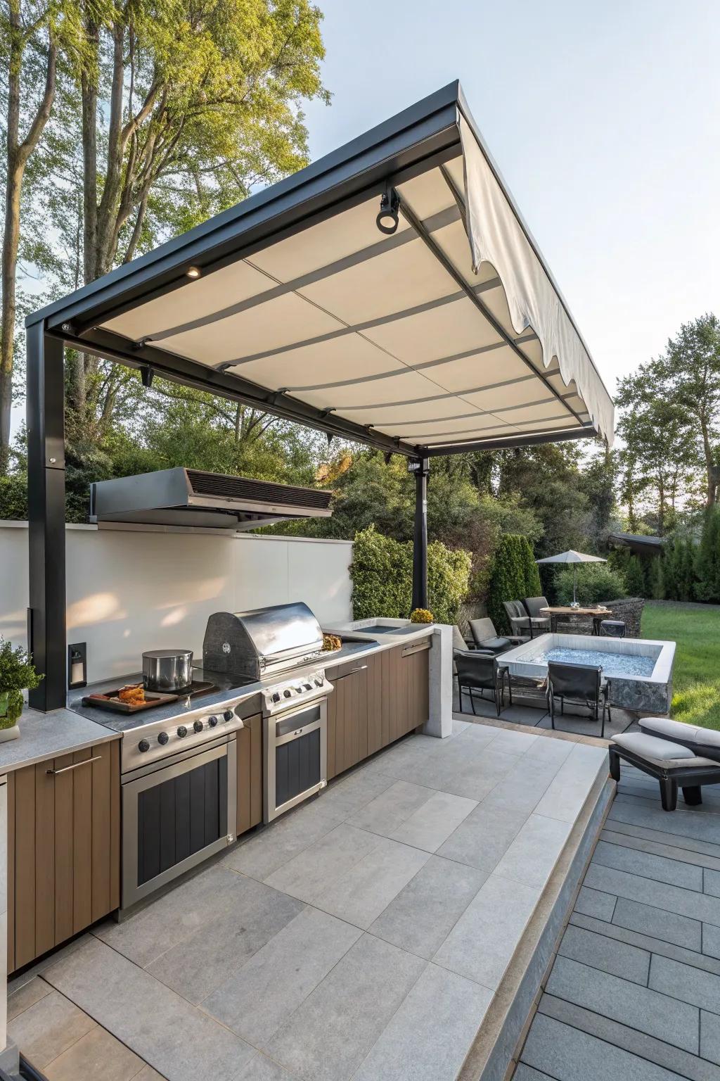 Roll-away awnings deliver versatile shade options.