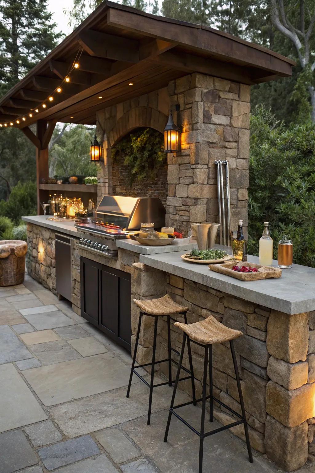 An outdoor bar complements your BBQ zone for a complete entertaining venture.