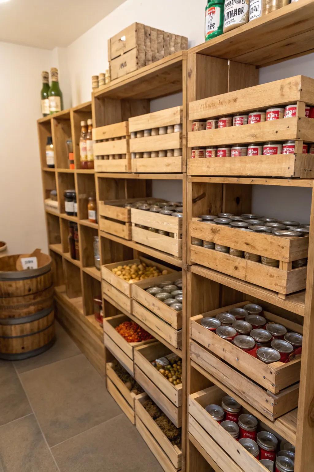 Crates give charm and purpose.