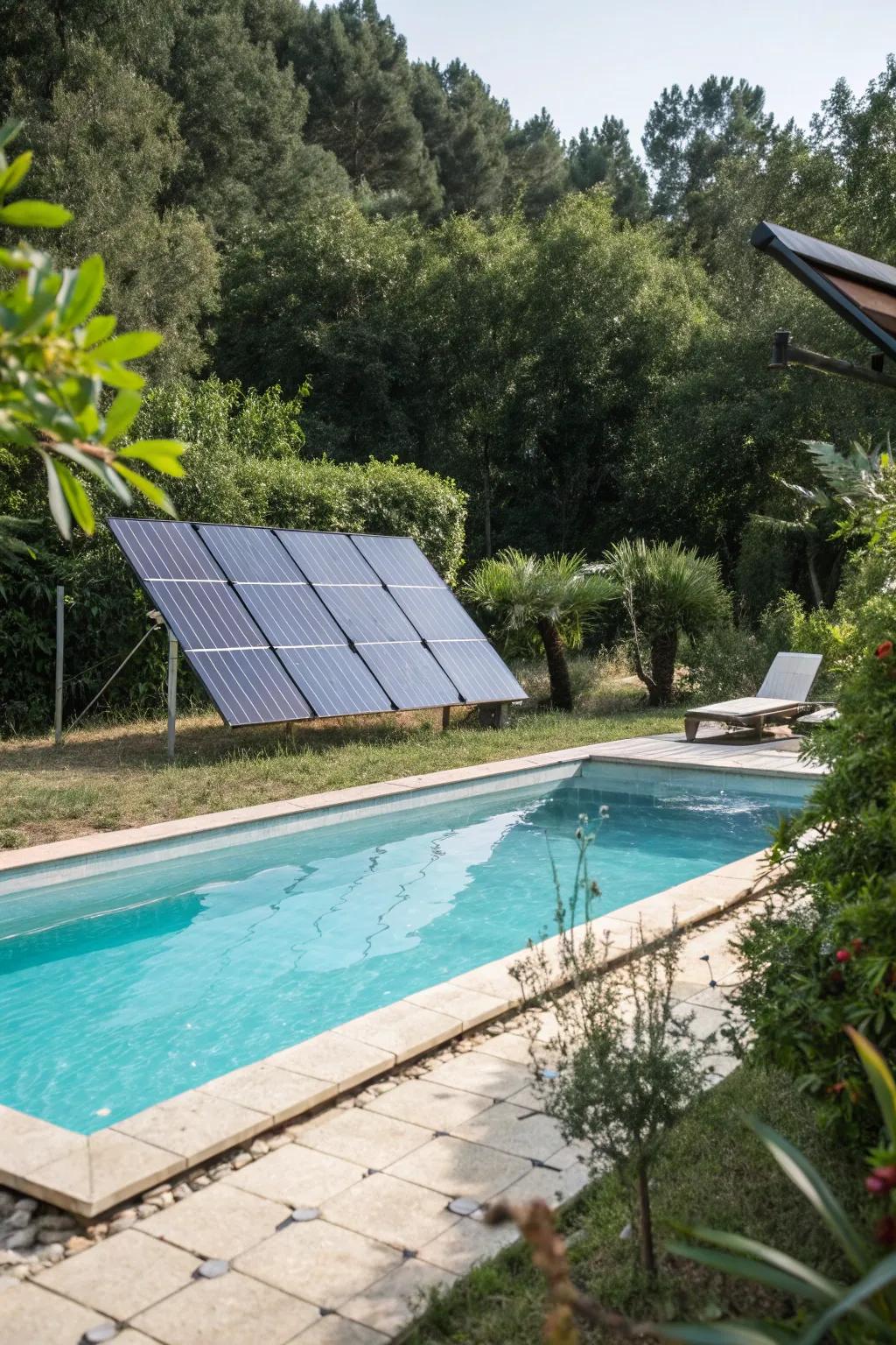 Utilize solar power to keep your pool warm sustainably.