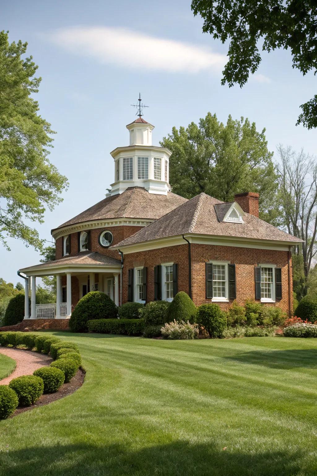 A classic brick dwelling featuring an elegant cupola.