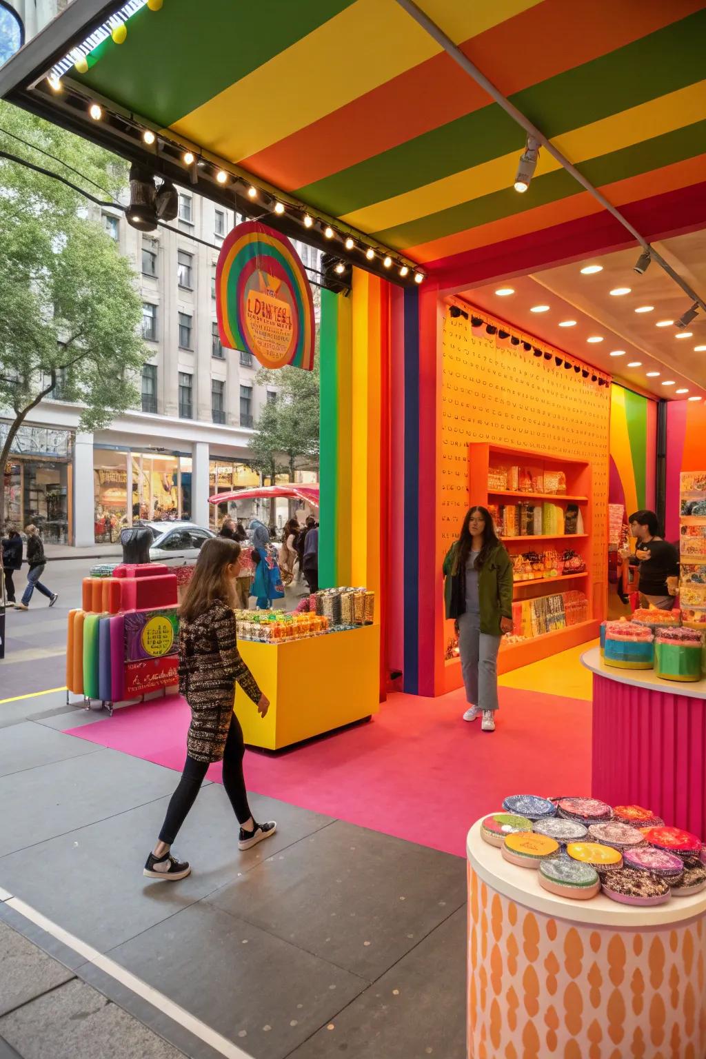 Lively color plans transform the energy and mood of a pop-up shop.