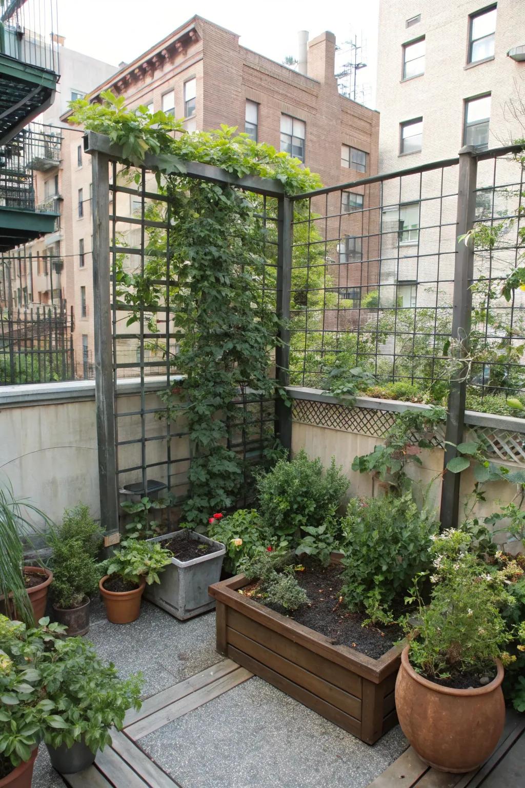 Optimize small space privacy through an ingenious nook trellis.