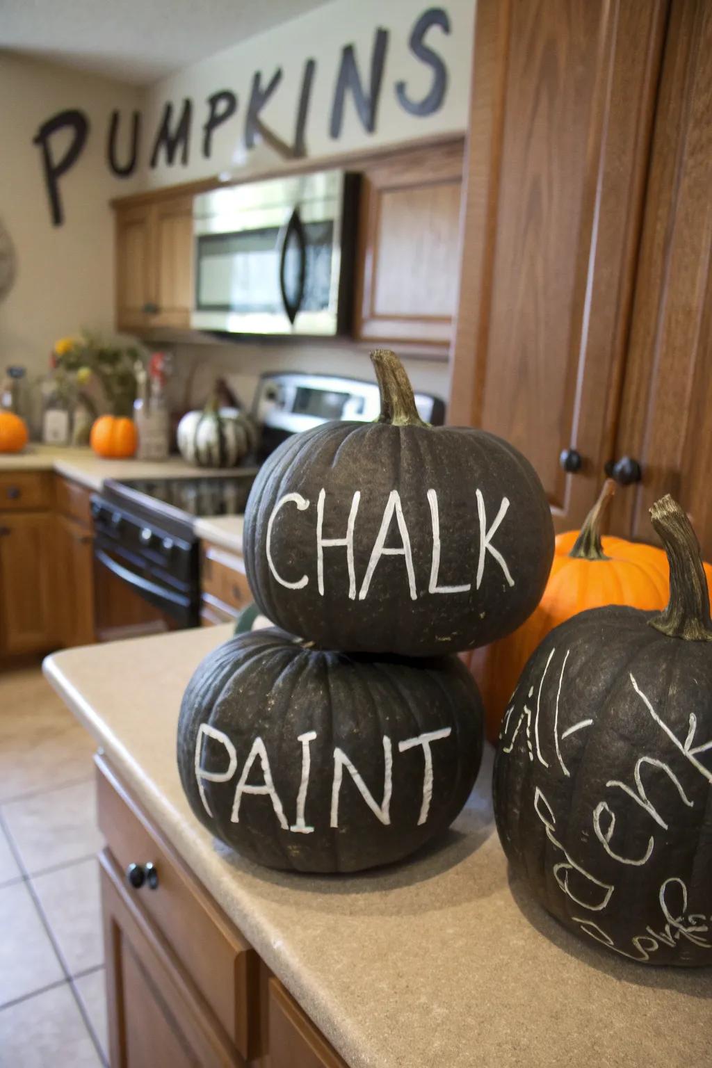 Personalize your space through chalkboard notification gourds.