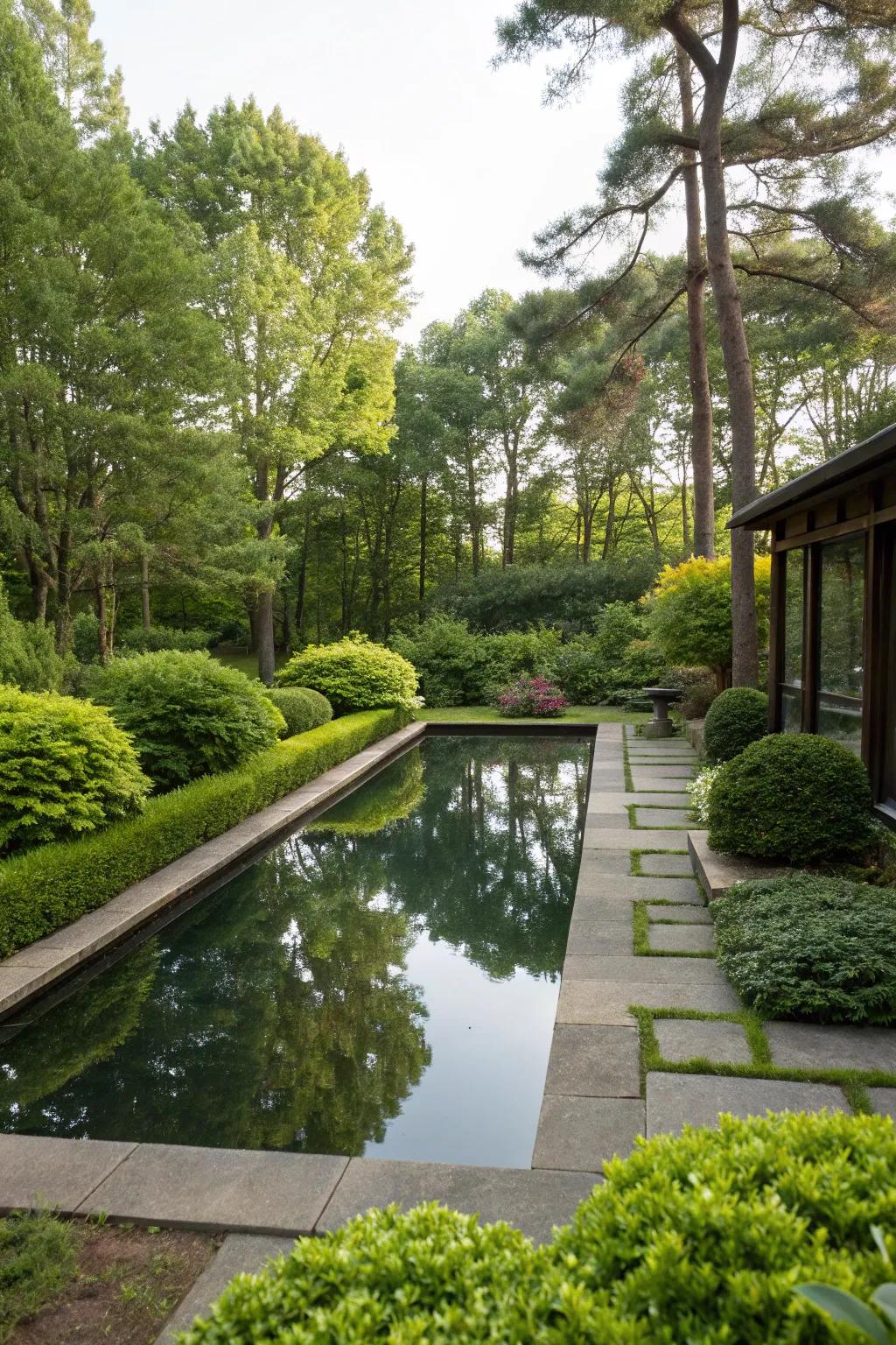 Reflective pools add elegance and tranquility to your backyard.