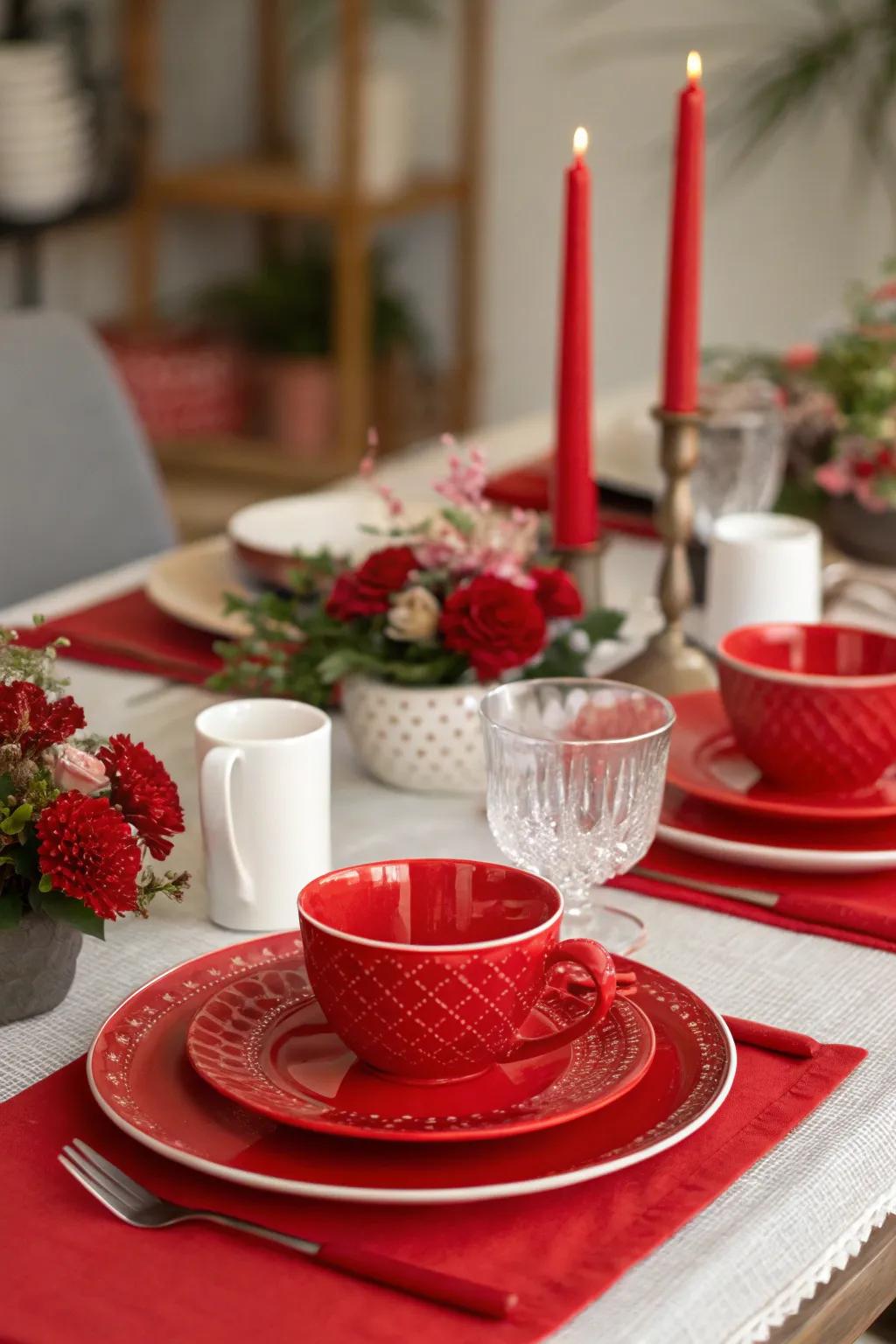 Rouge dinnerware creates a festive and welcoming atmosphere for dining.