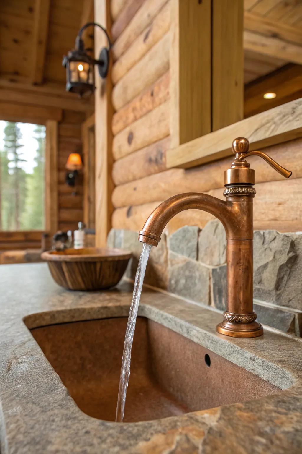 Subtle curves bring a hint of sophistication to rustic bathrooms.