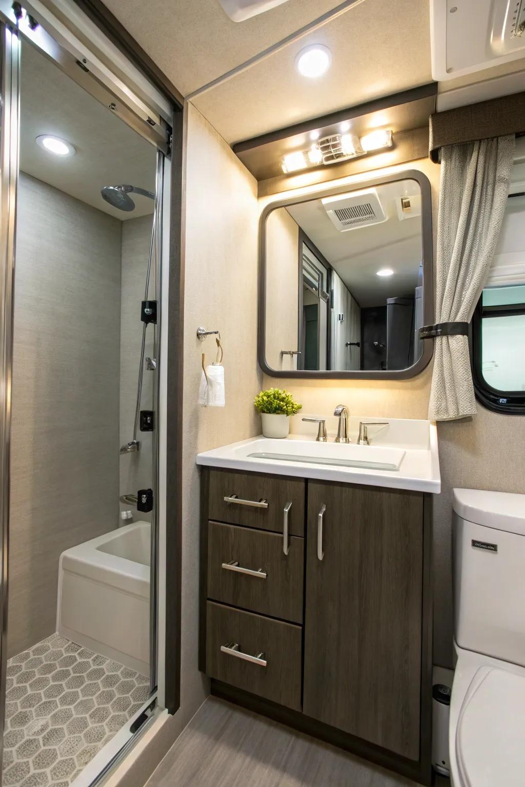 With a mirror cabinet, you can combine function and style.