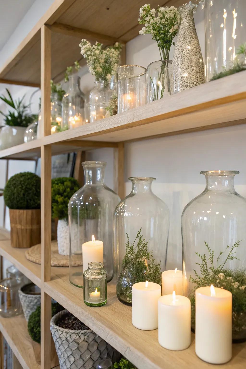 Translucent components fashion an ethereal, spacious shelf display.