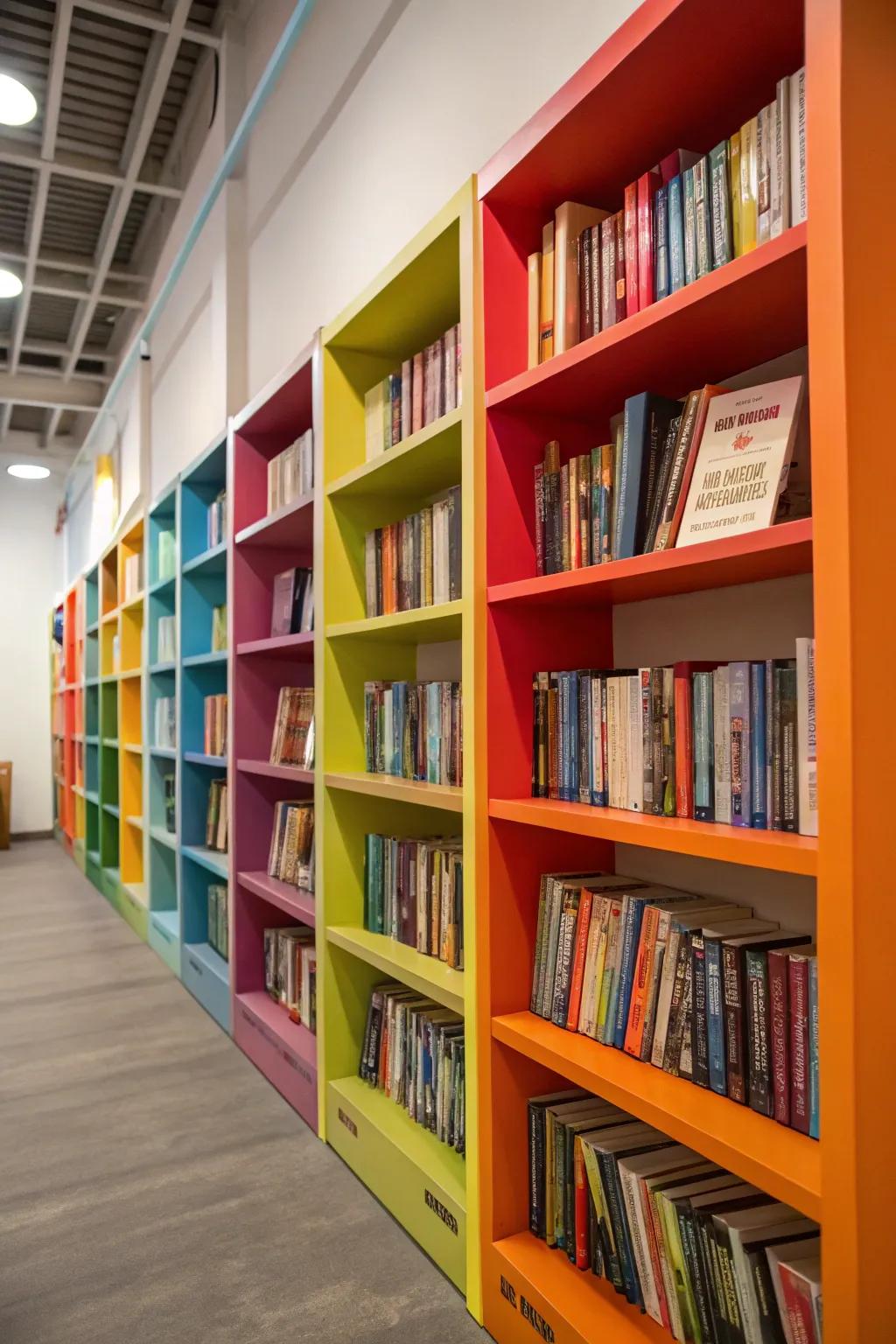 A splash of color makes your library a lively focal point.