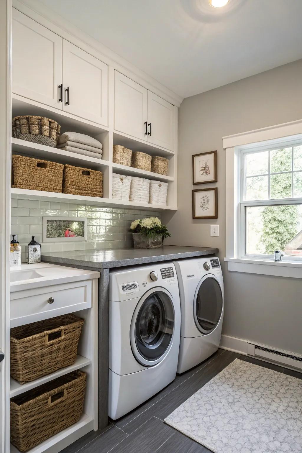 Integrate your laundry space’s look with the rest of the home for consistency.
