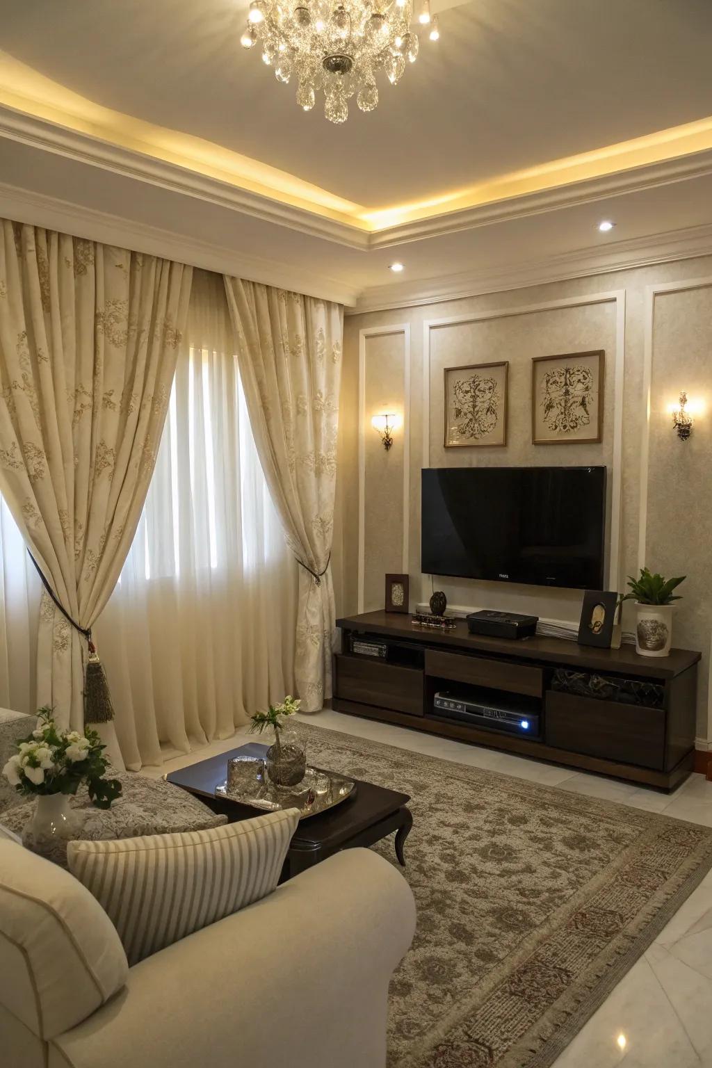 Full-length curtains add height and sophistication to your living room.
