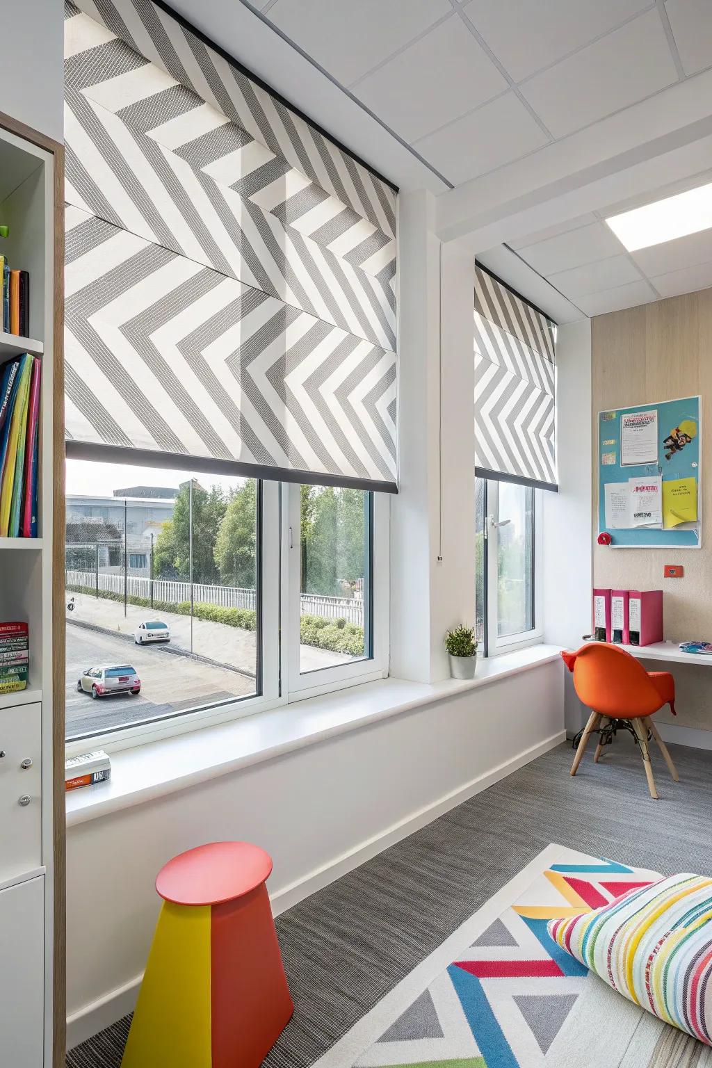 Striped solutions furnish a playful light management preference.