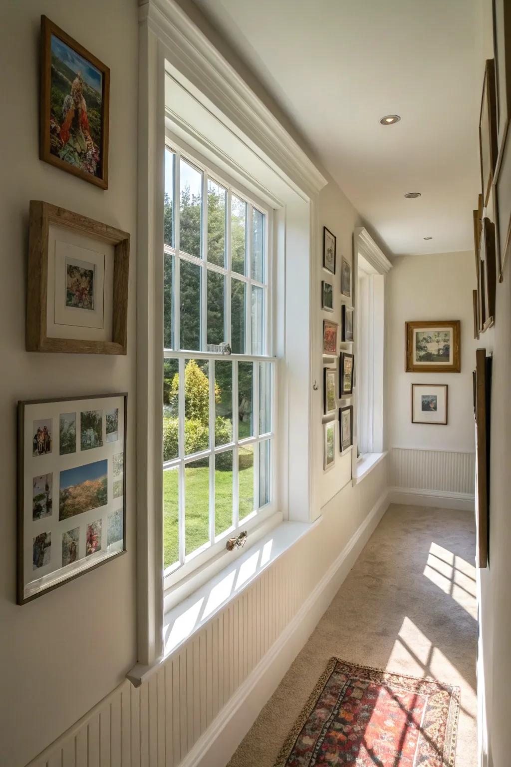 Classic white frames offer an ageless and adaptable backdrop.