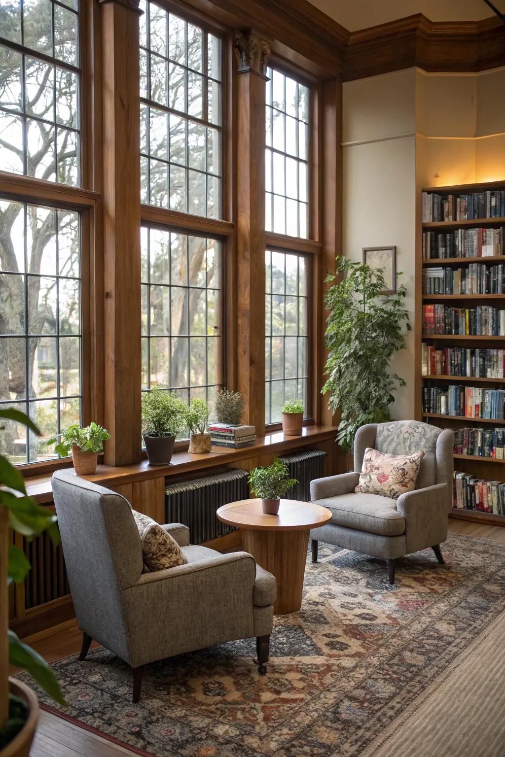 Cozy seating configurations that invite relaxation.