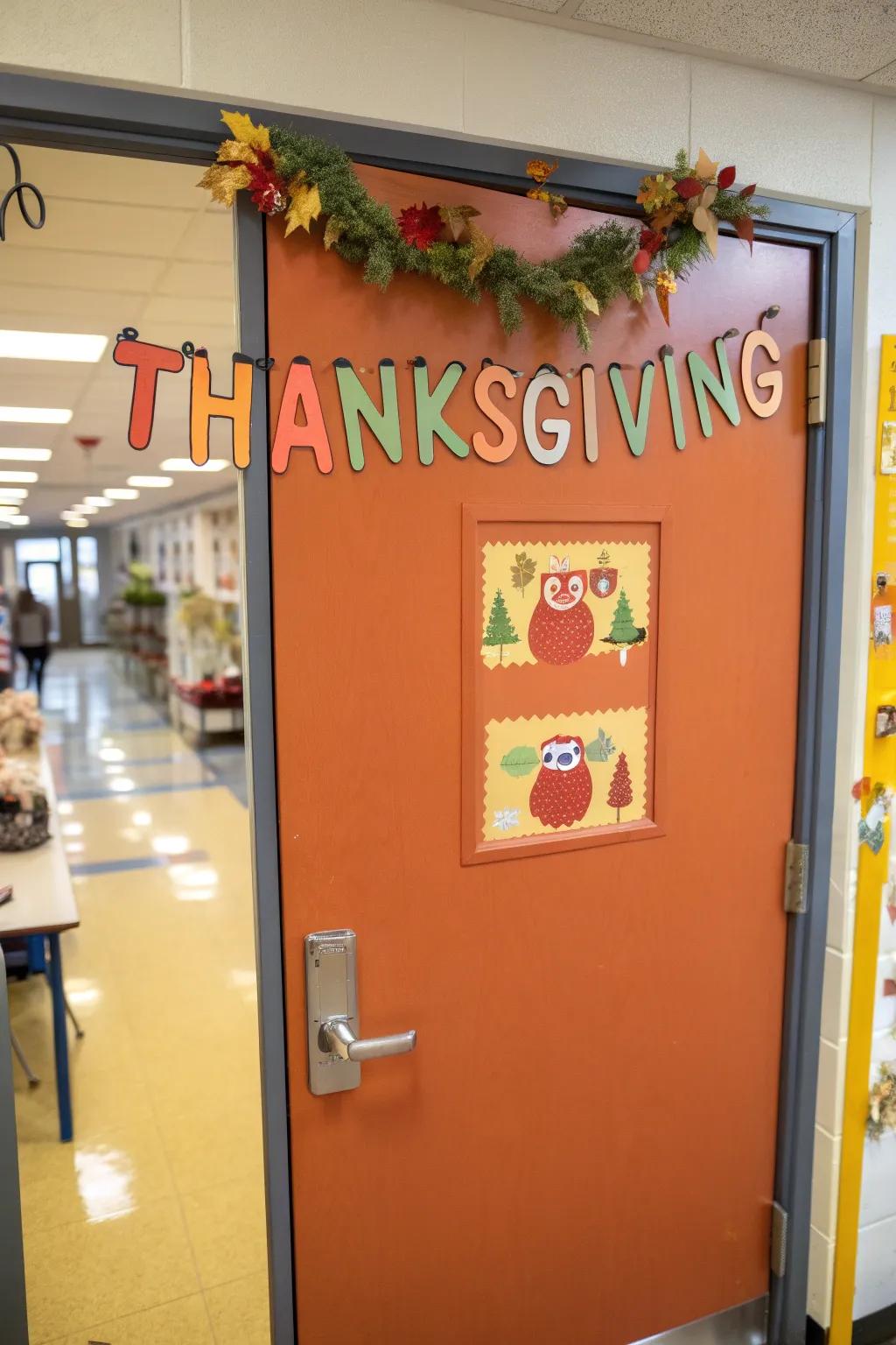 A charming Gobble Chain doorway, showcasing mini turkeys.