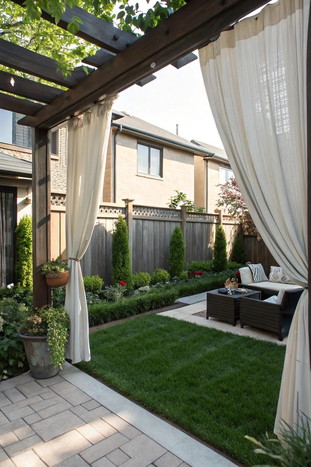 Add elegance and seclusion with exterior draperies.