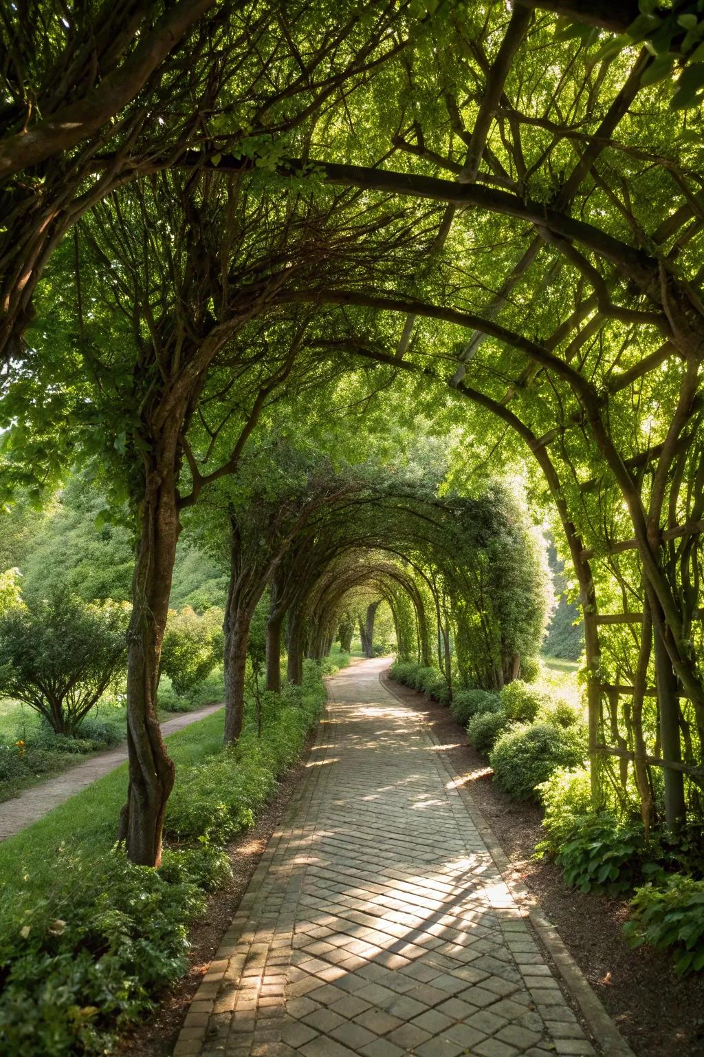 Create a magical element with natural tree arches.