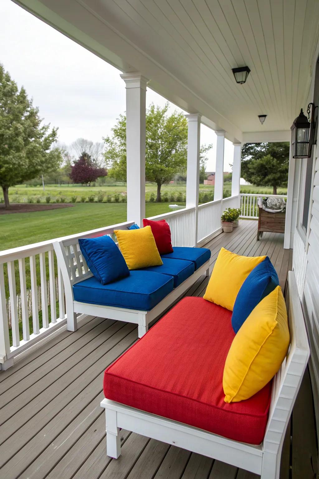 Relish vogue and strength with weatherproof cushions.