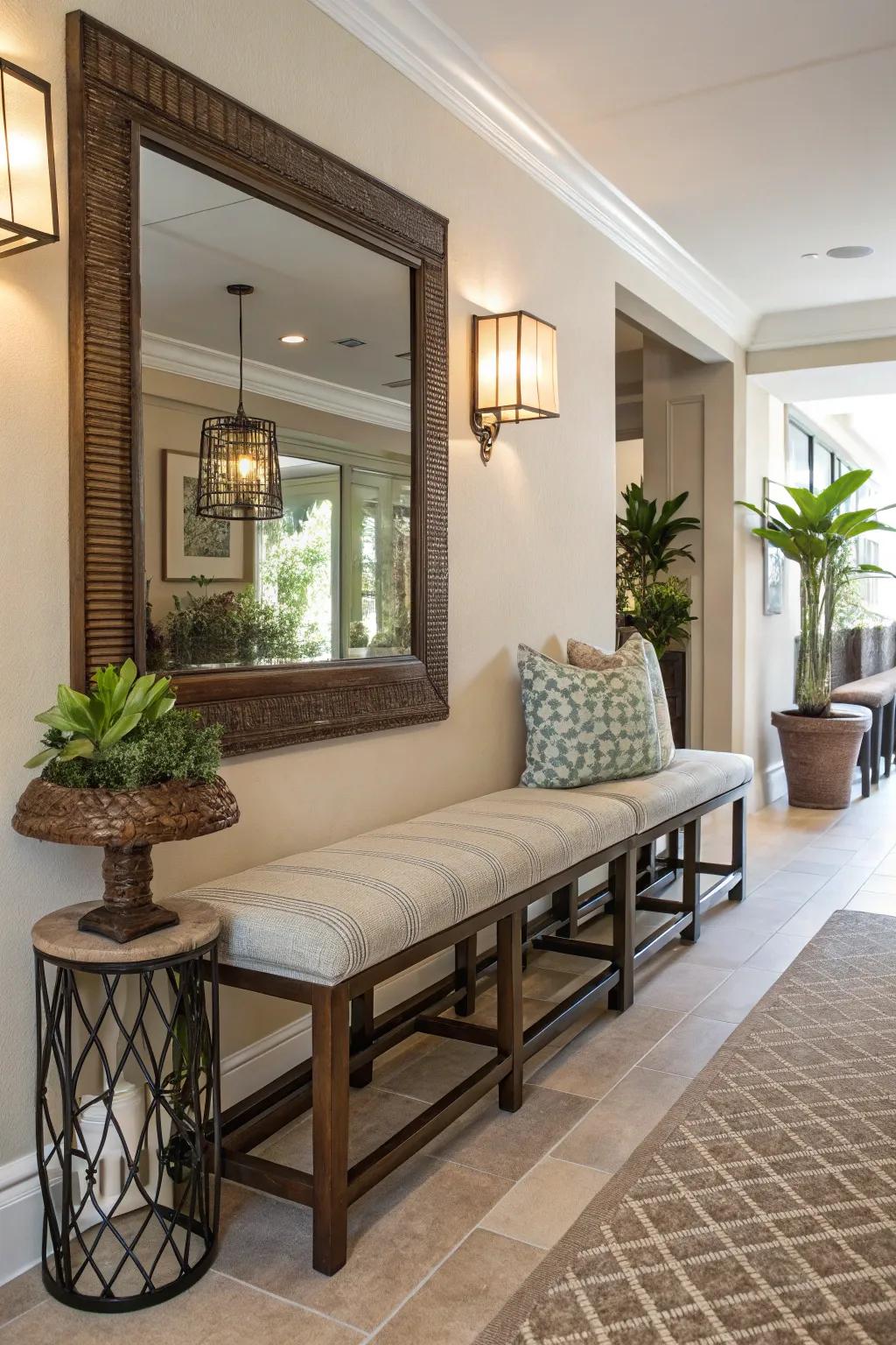 Adaptable sitting space adds style and usefulness to your entryway.
