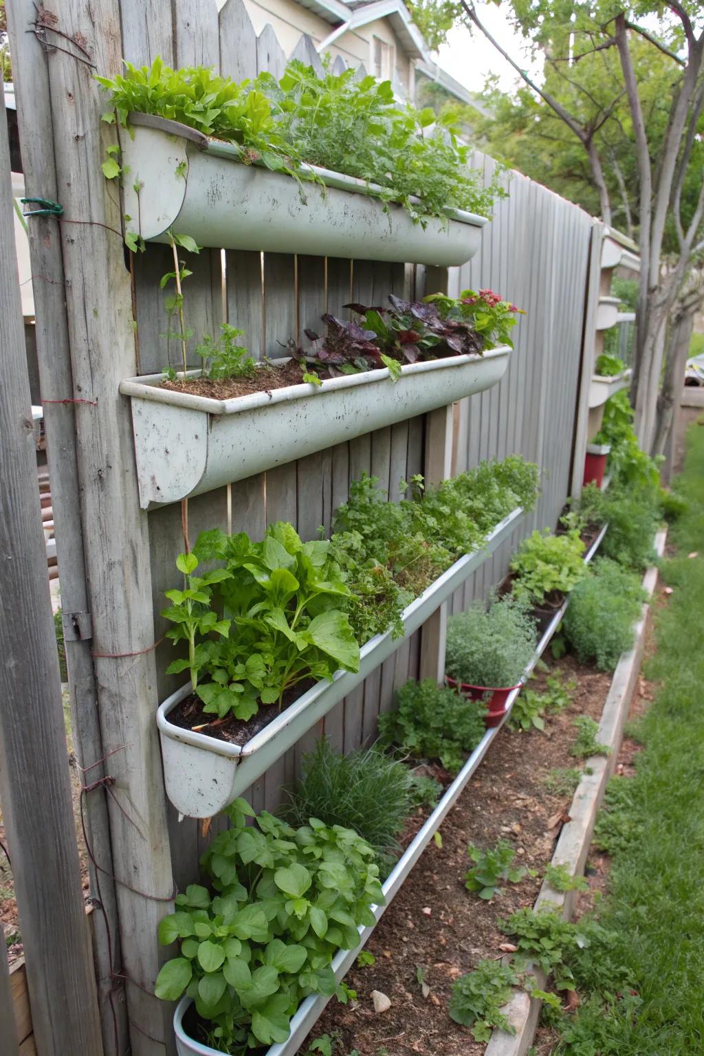 Conduits repurposed as upright cultivators for confined areas.