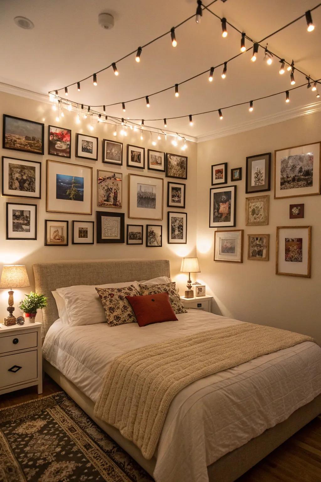 Pictures of family make a heartfelt atmosphere in your bedroom.