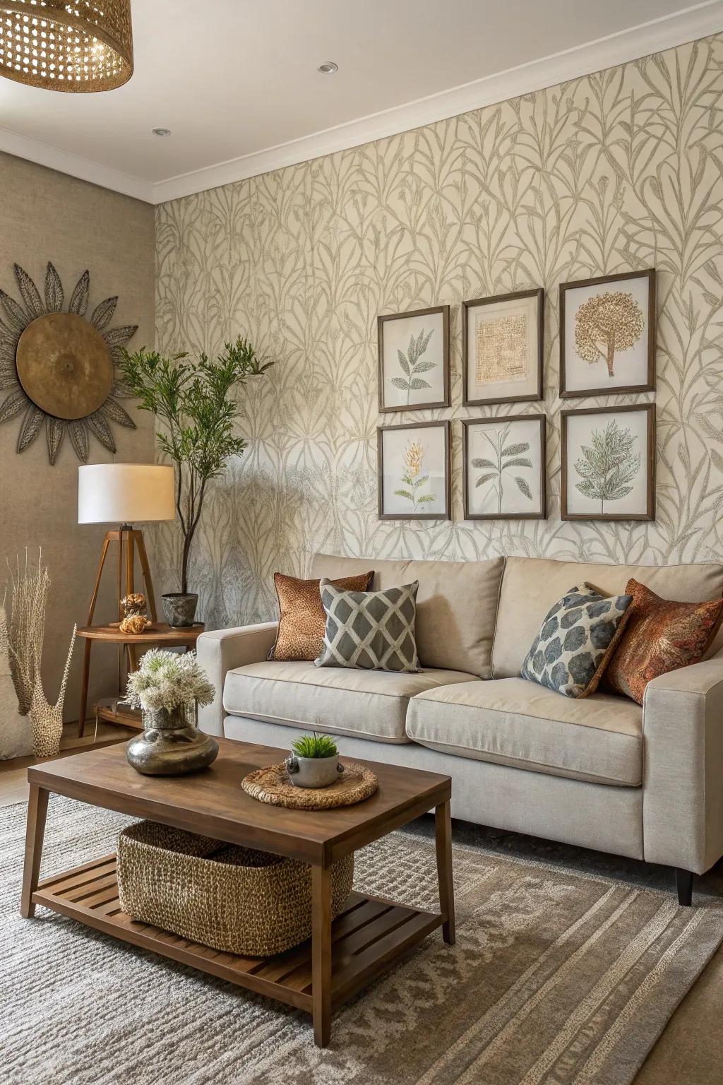 Textured wall covering imparts depth and intrigue to your walls.