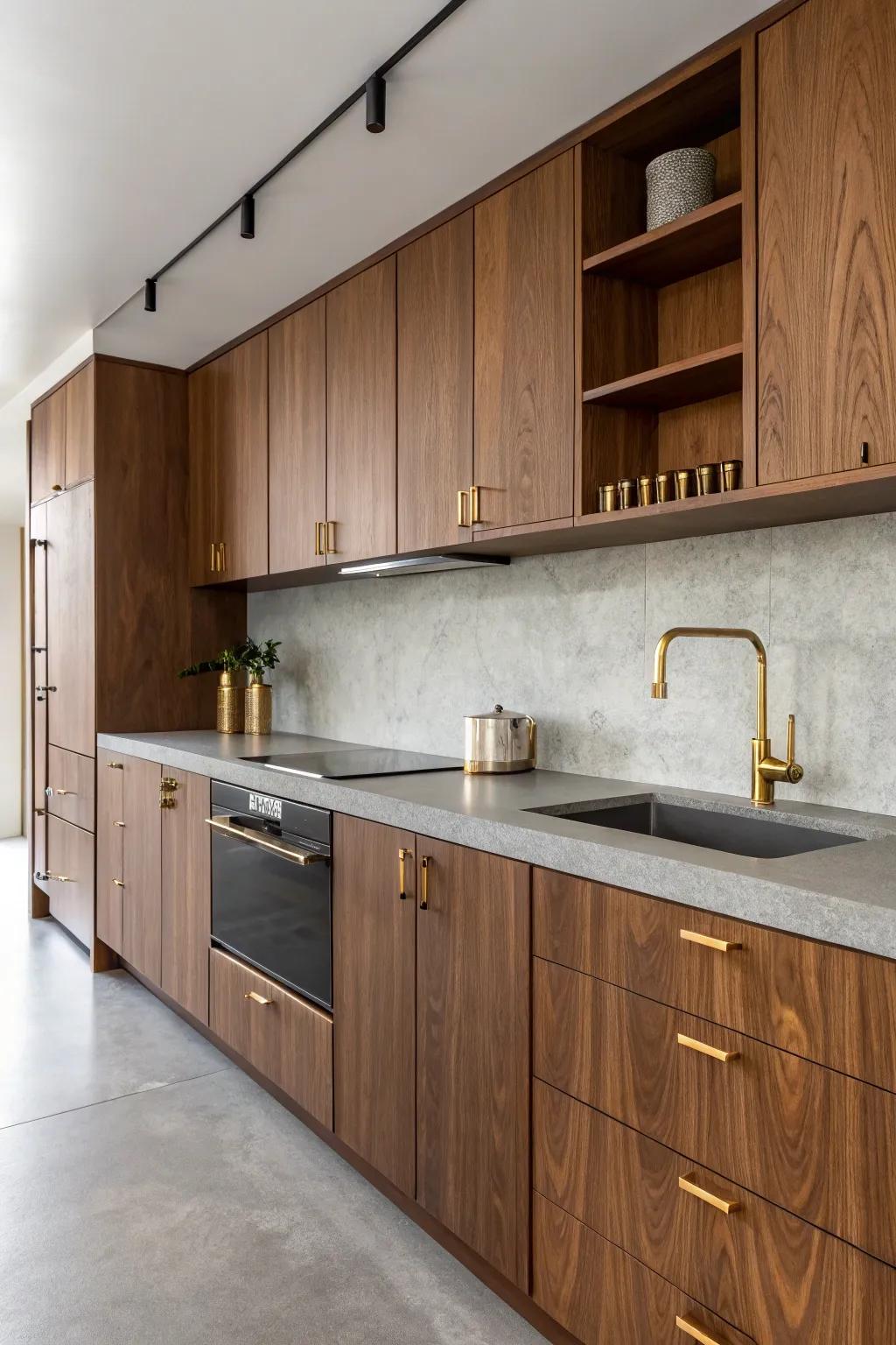Unexpected material combinations create a standout hickory kitchen.