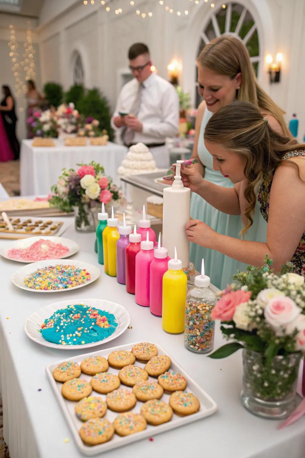 A DIY cookie station proffers a fun, interactive wedding activity.
