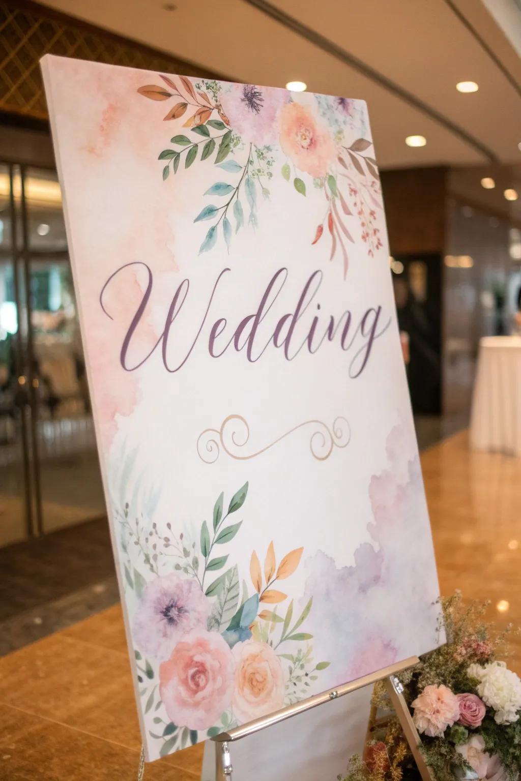 Watercolor introduces an artistic and romantic touch to wedding displays.