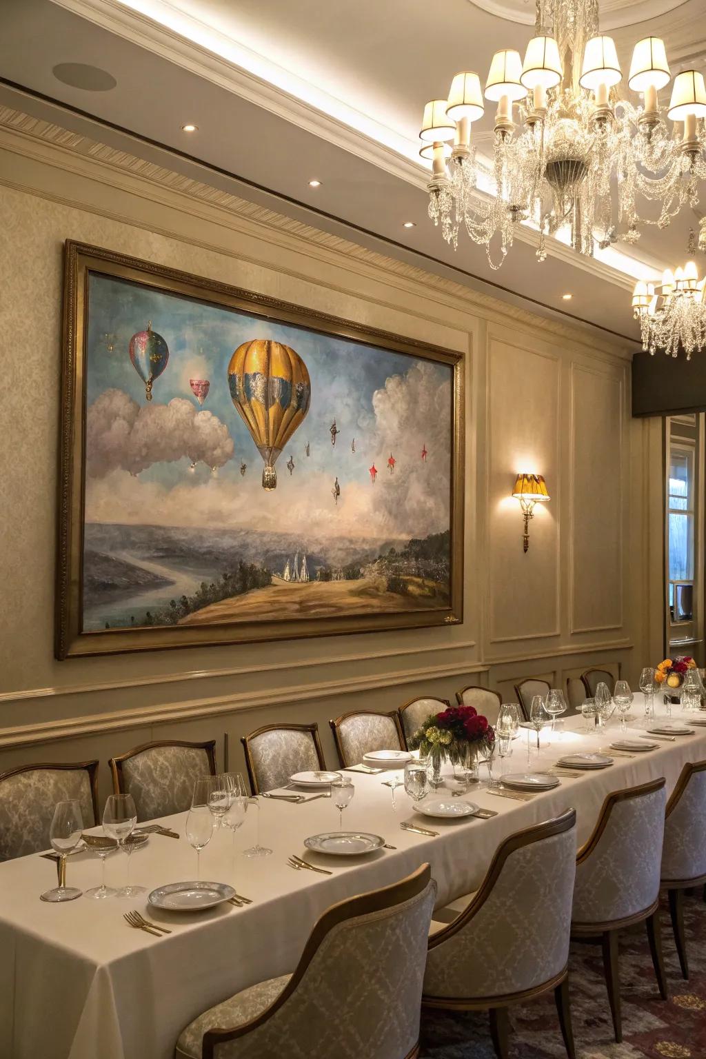 Showcase floating products generating an environment dining space.