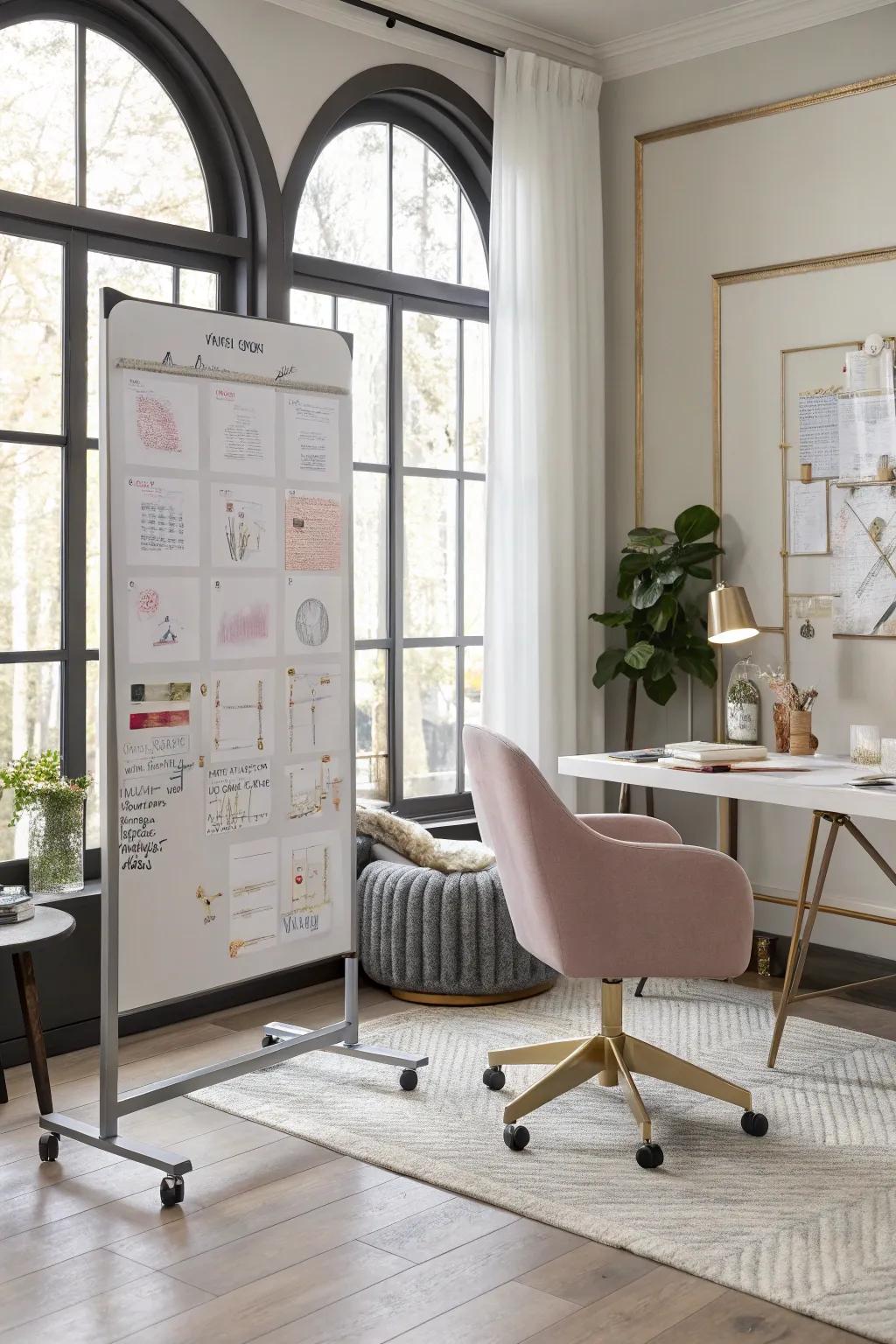 A harmonized tone motif enhances the whiteboard's elegance.