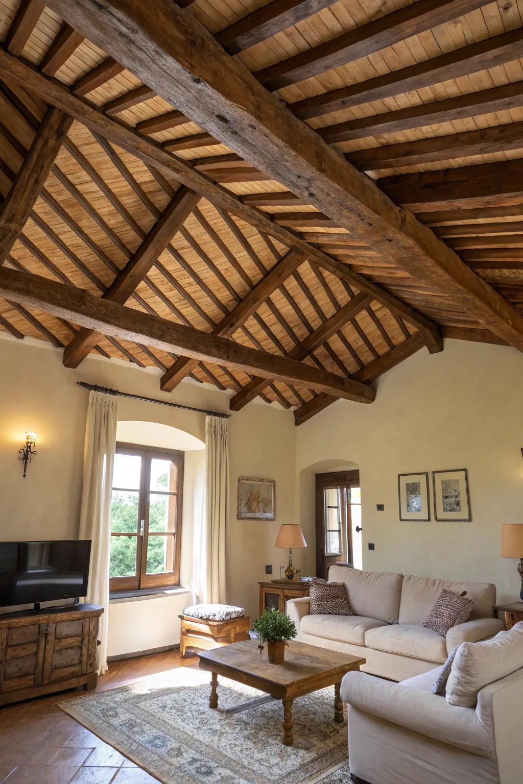 A masterful artistic pattern with carefully arranged beams.